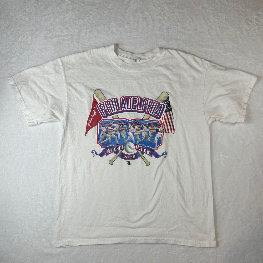 Philadelphia Phillies 2008 Pennant Winner T-Shirt Anvil White Large MLB Baseball